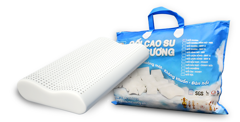 Gối cao su Kim Cương Lượn Sóng